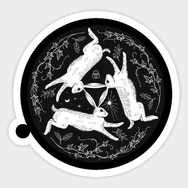 Three Hares Sticker by Thistle Moon